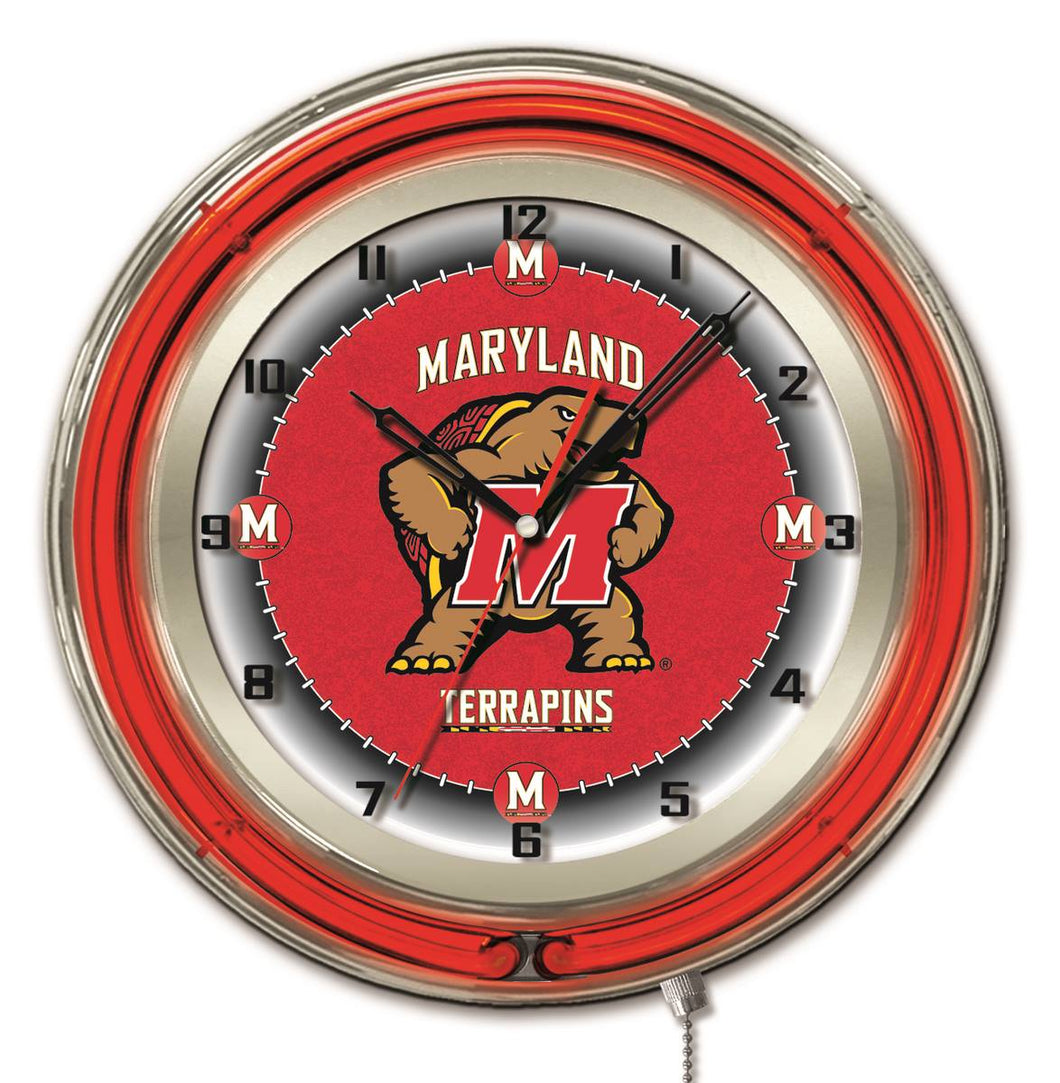 Maryland Terrapins Double Neon Wall Clock - 19