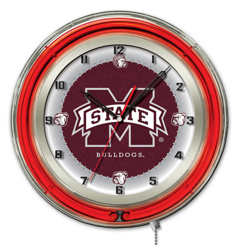 Mississippi State Bulldogs Double Neon Wall Clock - 19