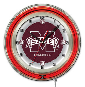 Mississippi State Bulldogs Double Neon Wall Clock - 19"