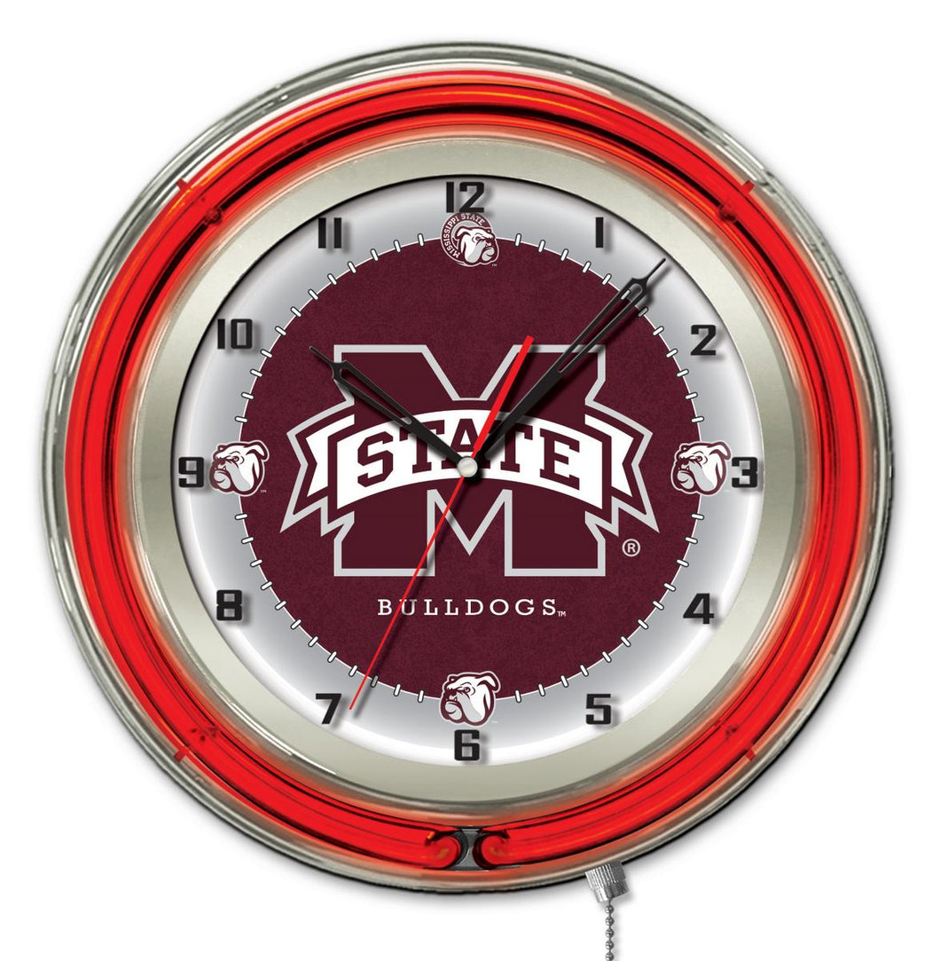 Mississippi State Bulldogs Double Neon Wall Clock - 19