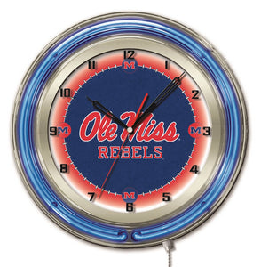 Ole Miss Rebels Double Neon Wall Clock - 19"