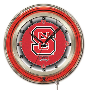 North Carolina State Wolfpack Double Neon Wall Clock - 19"