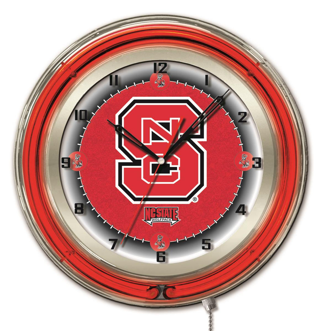 North Carolina State Wolfpack Double Neon Wall Clock - 19
