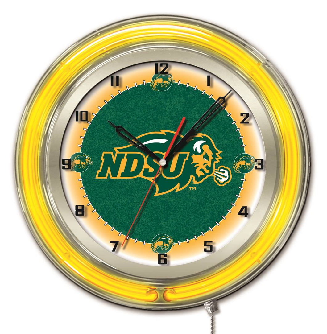 North Dakota State Bison Double Neon Wall Clock - 19