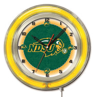 North Dakota State Bison Double Neon Wall Clock - 19"