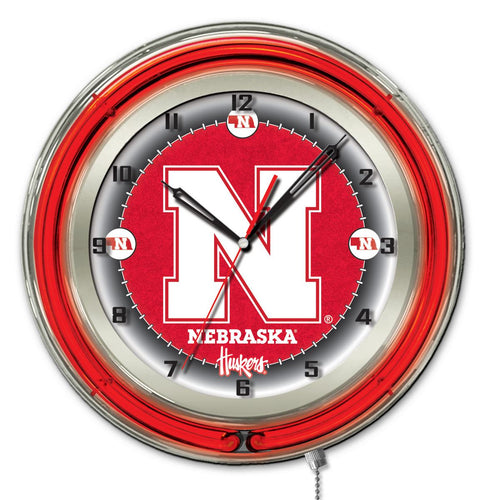 Nebraska Cornhuskers Double Neon Wall Clock - 19
