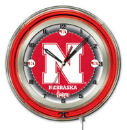 Nebraska Cornhuskers Double Neon Wall Clock - 19"