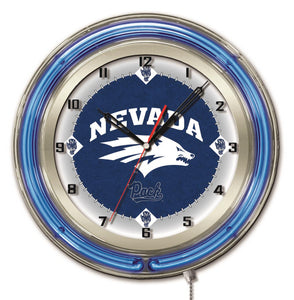 Nevada Wolfpack Double Neon Wall Clock - 19"