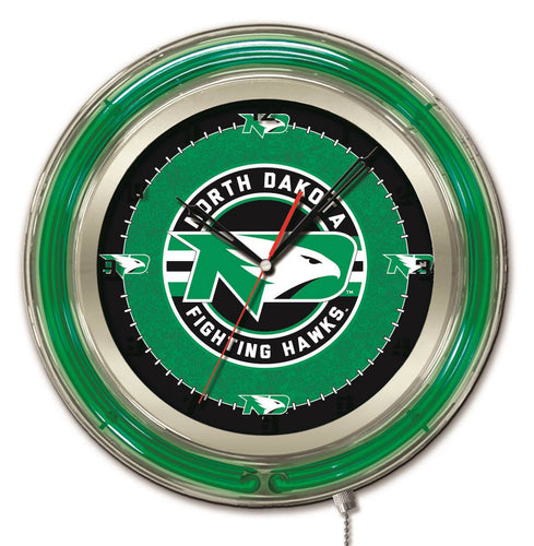 North Dakota Fighting Hawks Double Neon Wall Clock - 19