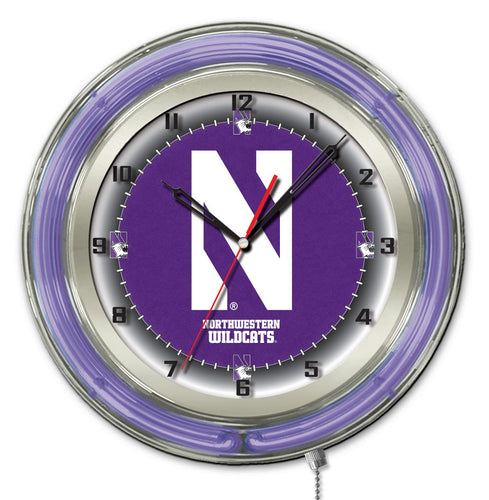 Northwestern Wildcats Double Neon Wall Clock - 19