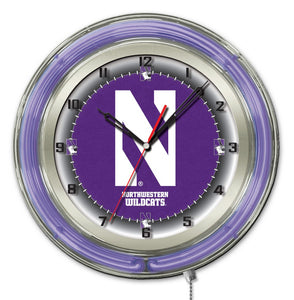 Northwestern Wildcats Double Neon Wall Clock - 19"