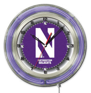 Northwestern Wildcats Double Neon Wall Clock - 19"