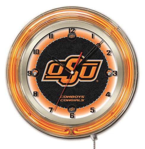 Oklahoma State Cowboys Double Neon Wall Clock - 19
