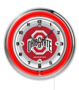 Ohio State Buckeyes Double Neon Wall Clock - 19"