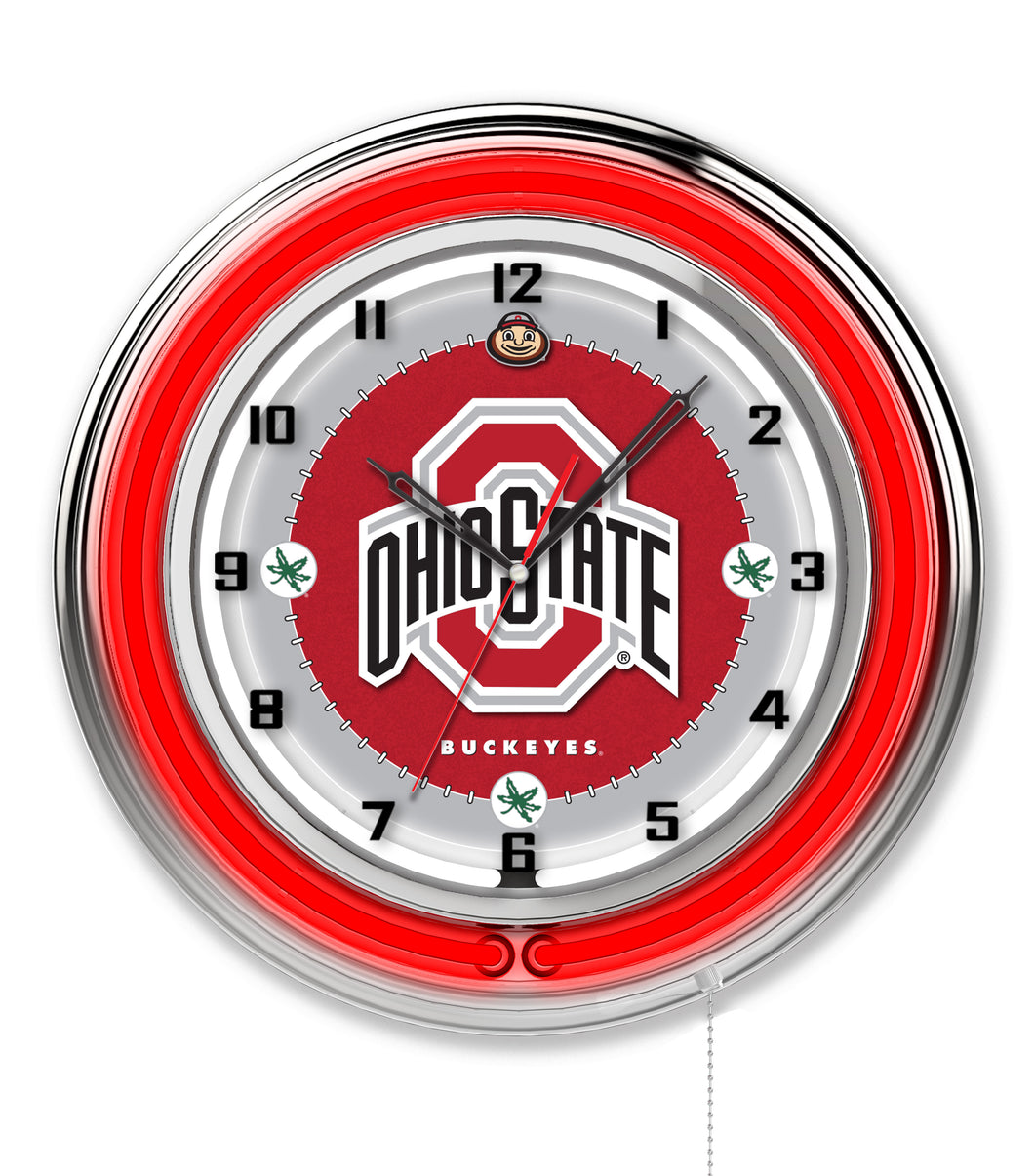 Ohio State Buckeyes Double Neon Wall Clock - 19