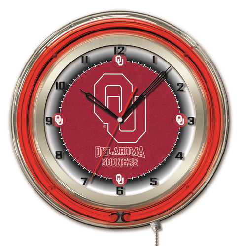 Oklahoma Sooners Double Neon Wall Clock - 19