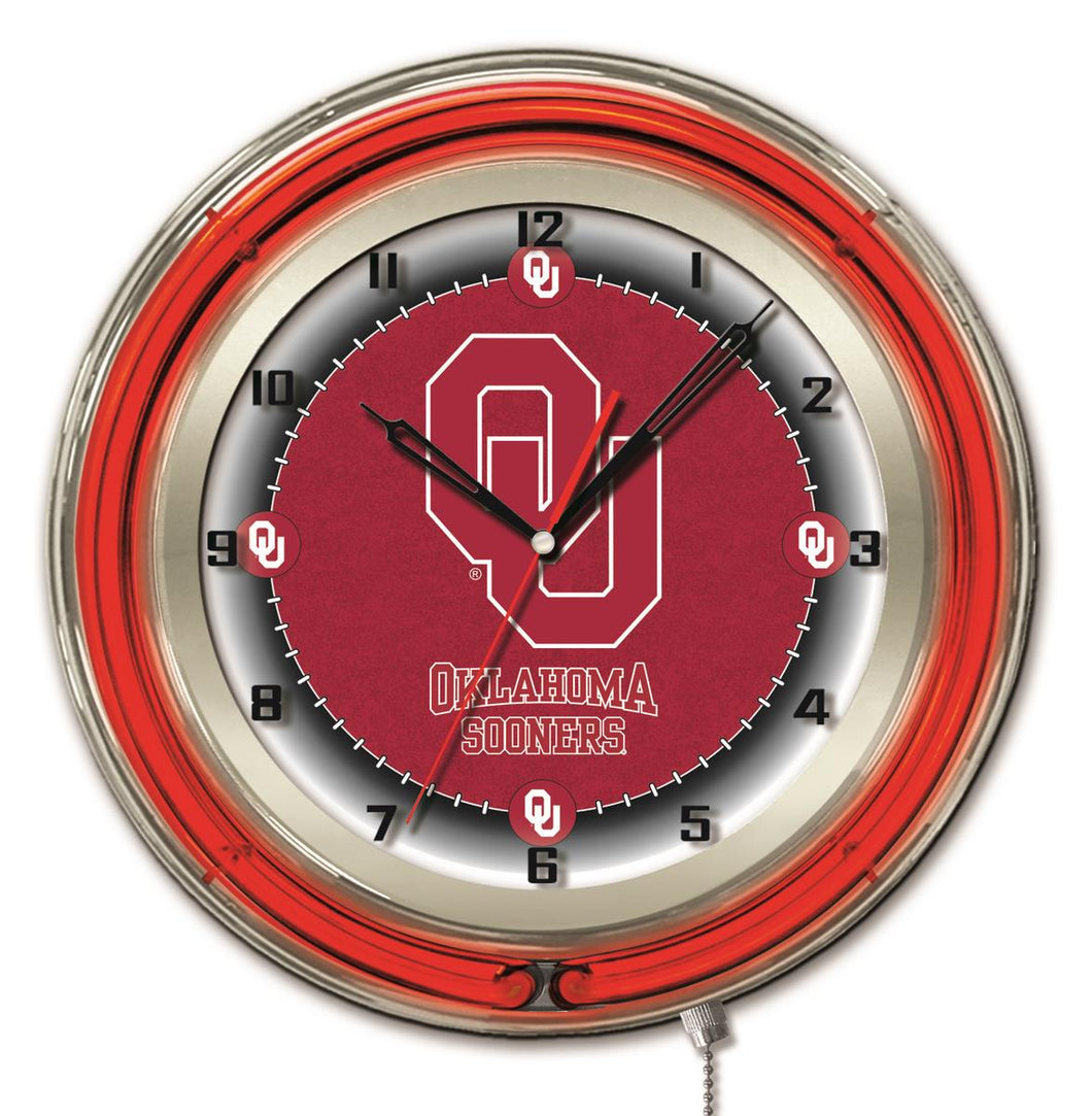 Oklahoma Sooners Double Neon Wall Clock - 19