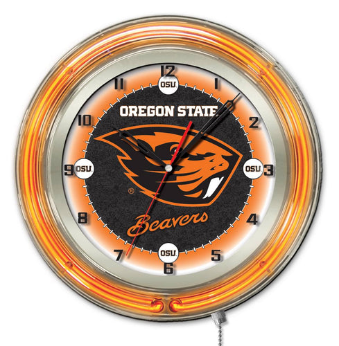 Oregon State Beavers Double Neon Wall Clock - 19