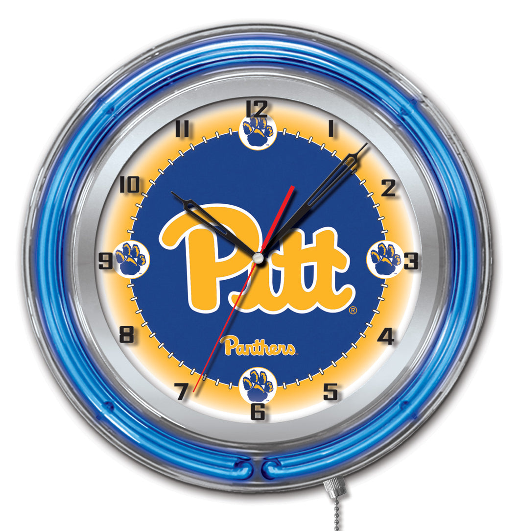 Pittsburgh Panthers Double Neon Wall Clock - 19
