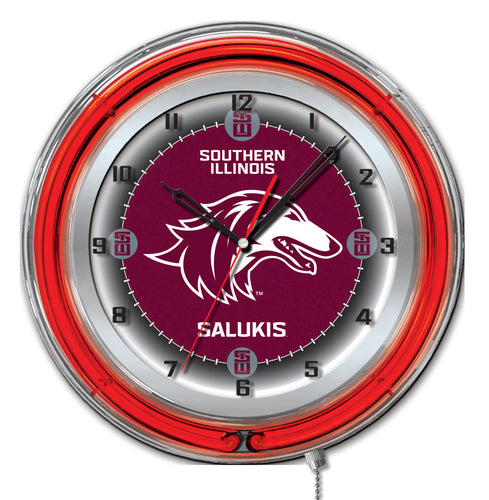Southern Illinois Salukis Double Neon Wall Clock - 19