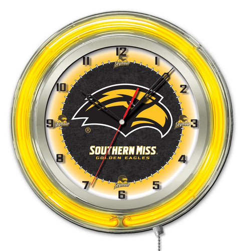  Southern Mississippi Golden Eagles Double Neon Wall Clock - 19
