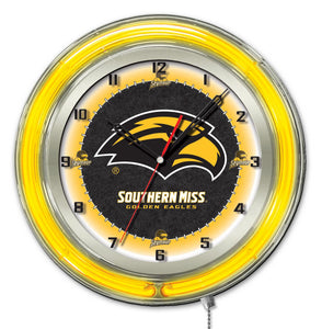  Southern Mississippi Golden Eagles Double Neon Wall Clock - 19"
