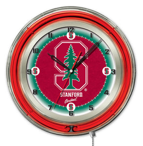 Stanford Cardinal Double Neon Wall Clock - 19"