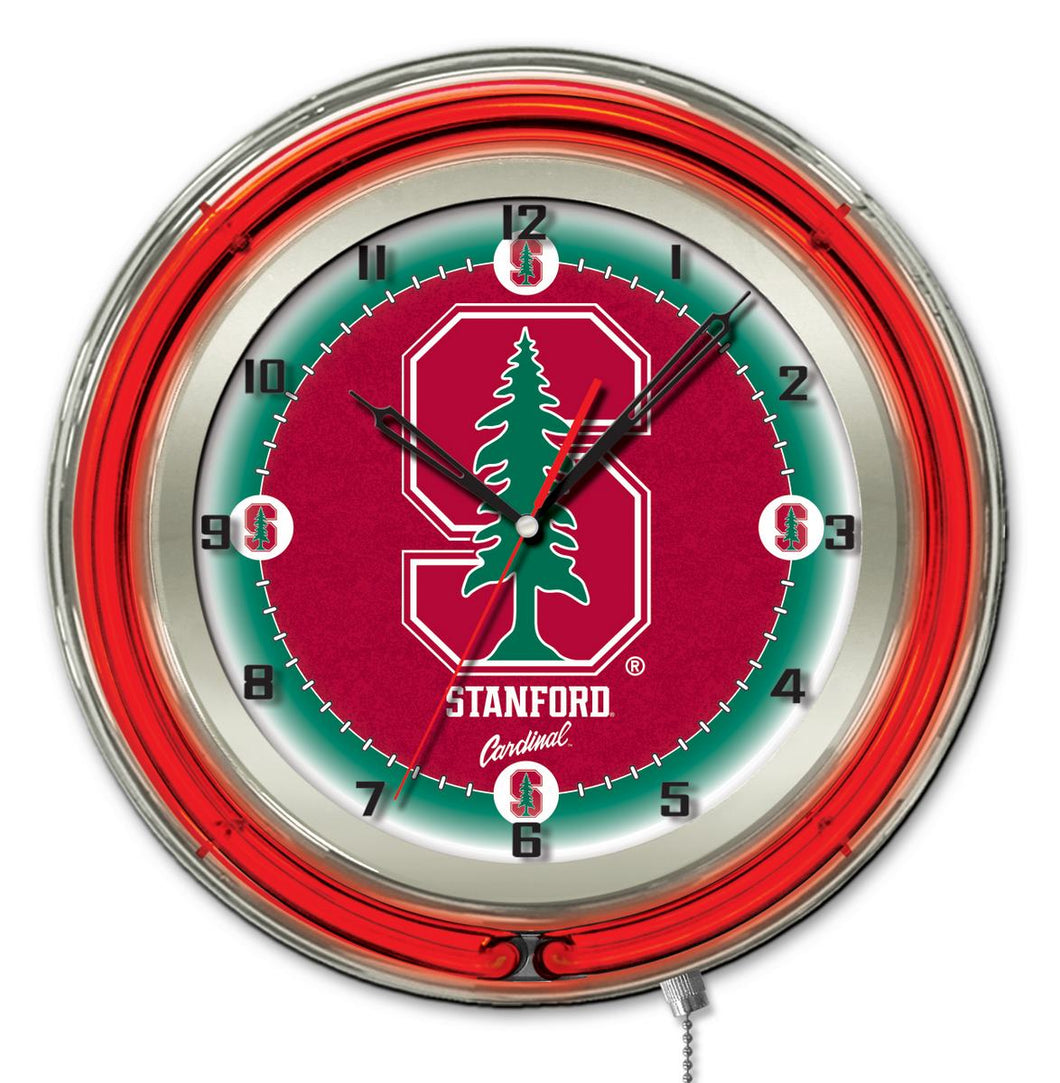 Stanford Cardinal Double Neon Wall Clock - 19