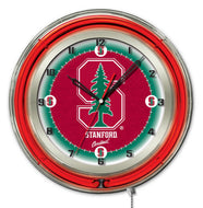 Stanford Cardinal Double Neon Wall Clock - 19"