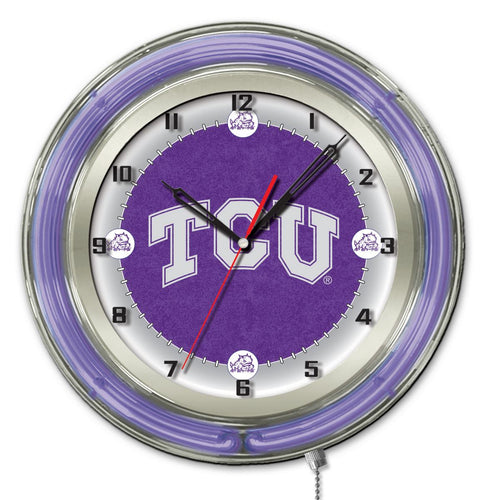TCU Horned Frogs Double Neon Wall Clock - 19