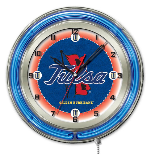  Tulsa Golden Hurricane Double Neon Wall Clock - 19