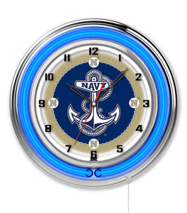 Navy Midshipmen Double Neon Wall Clock - 19"