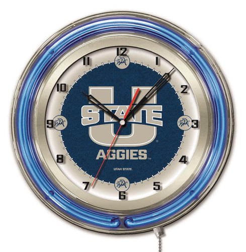 Utah State Aggies Double Neon Wall Clock - 19