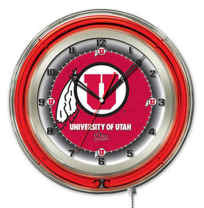 Utah Utes Double Neon Wall Clock - 19"