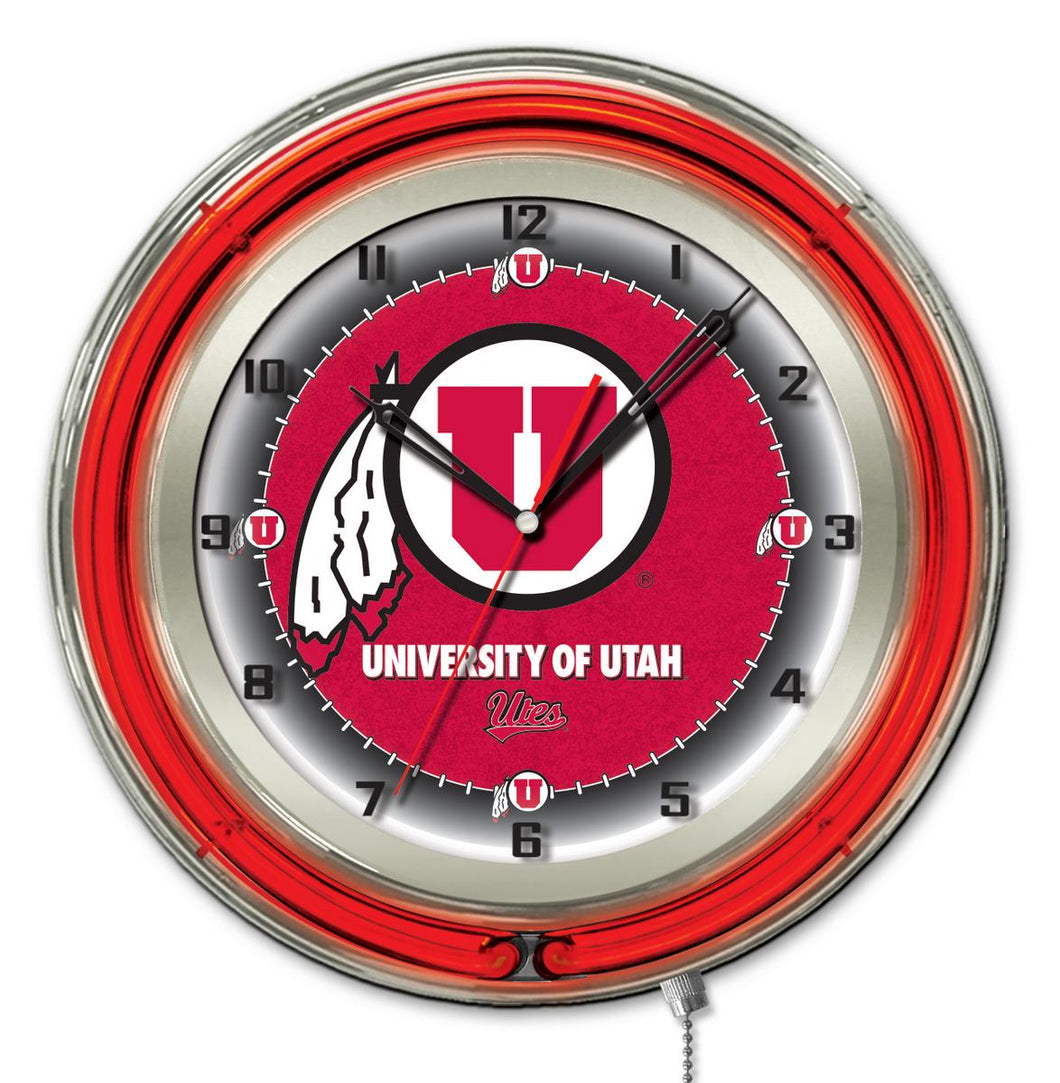 Utah Utes Double Neon Wall Clock - 19