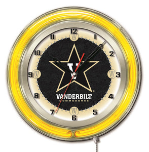 Vanderbilt Commodores Double Neon Wall Clock - 19"