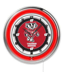 Wisconsin Badgers Double Neon Wall Clock - 19"
