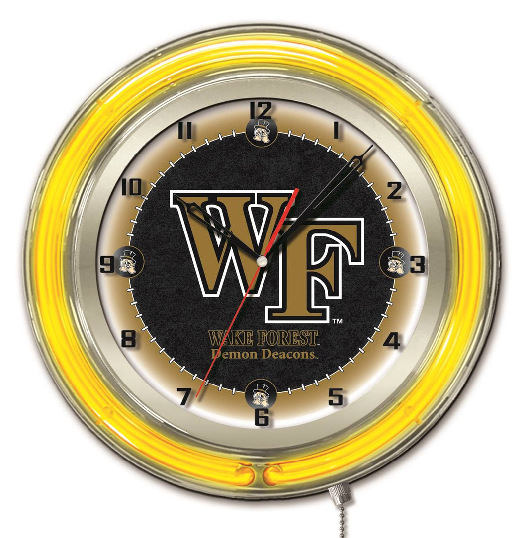 Wake Forest Demon Deacons Double Neon Wall Clock - 19