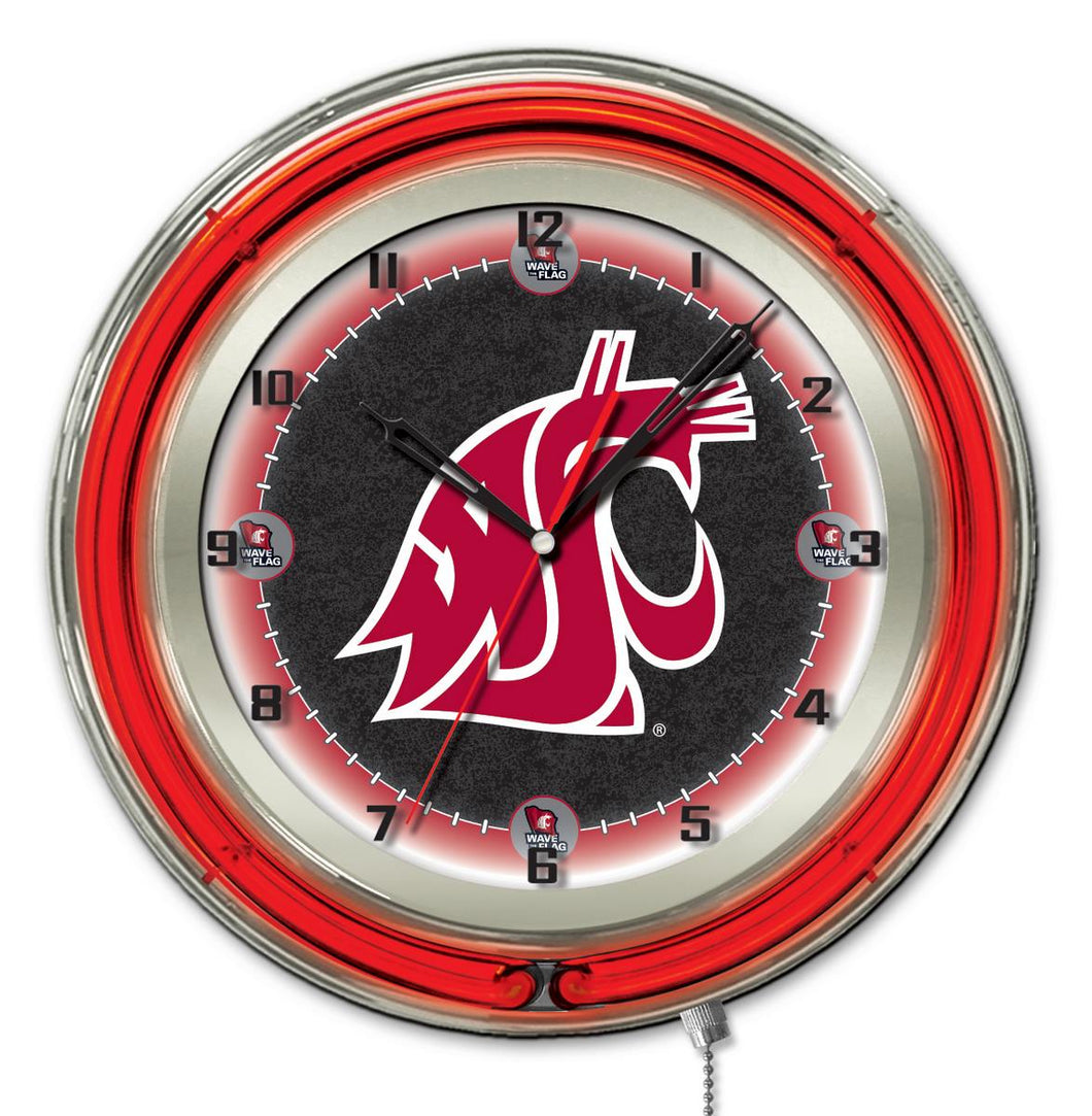 Washington State Cougars Double Neon Wall Clock - 19