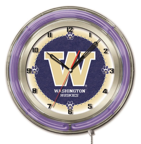 Washington Huskies Double Neon Wall Clock - 19