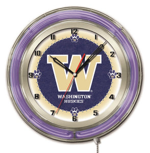 Washington Huskies Double Neon Wall Clock - 19"