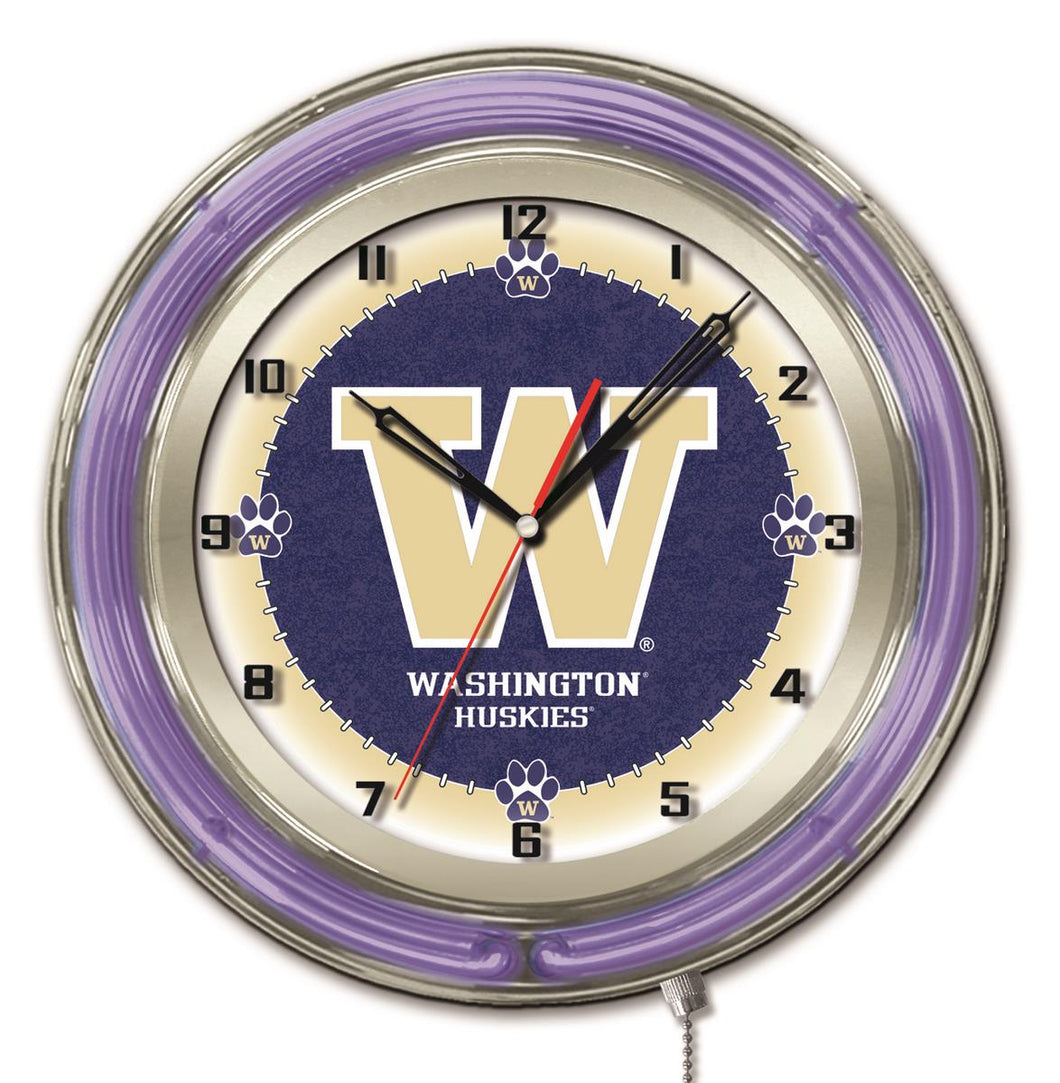 Washington Huskies Double Neon Wall Clock - 19