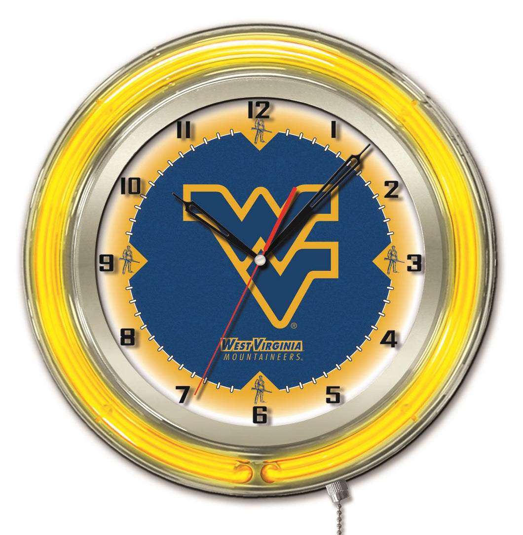 West Virginia Mountaineers Double Neon Wall Clock - 19