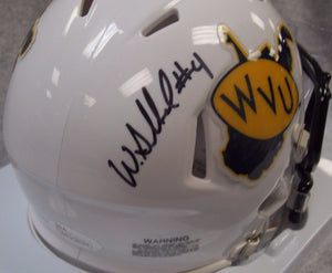 wvu football, wendell smallwood autographed mini helmet