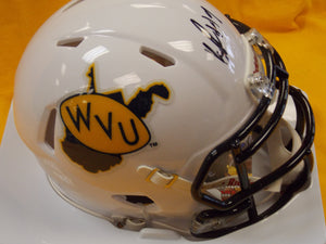 KJ Dillon West Virginia Mountaineers Signed Throwback Mini Football Helmet