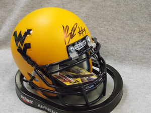 KJ Dillon West Virginia Mountaineers Signed Gold Mini Football Helmet