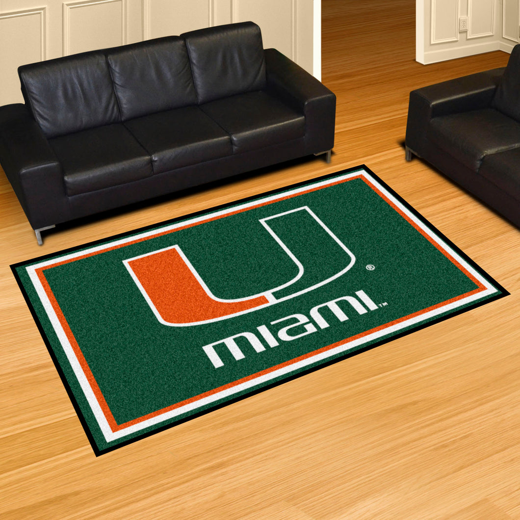 Miami Hurricanes Plush Rug 5'x8'
