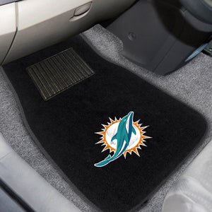 Miami Dolphins 2-Piece Embroidered Car Mat Set - 17"x25.5"