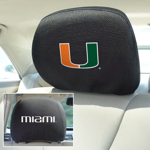Miami Hurricanes Set of 2 Headrest Covers