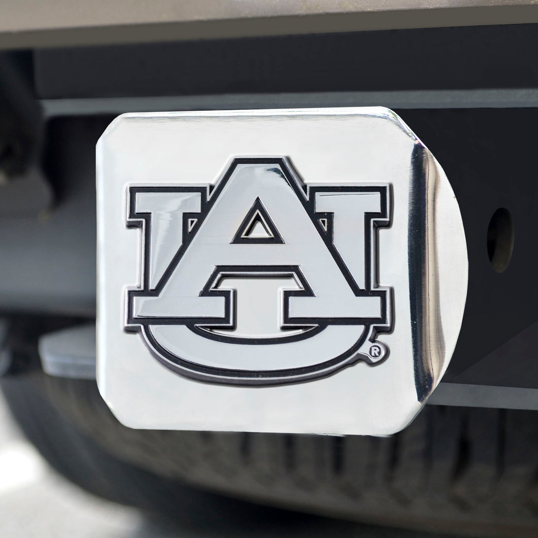 Auburn Tigers Chrome Emblem On Chrome Hitch Cover